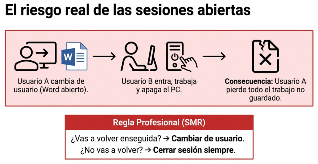 Gestión de sesiones y energía en Windows y Ubuntu