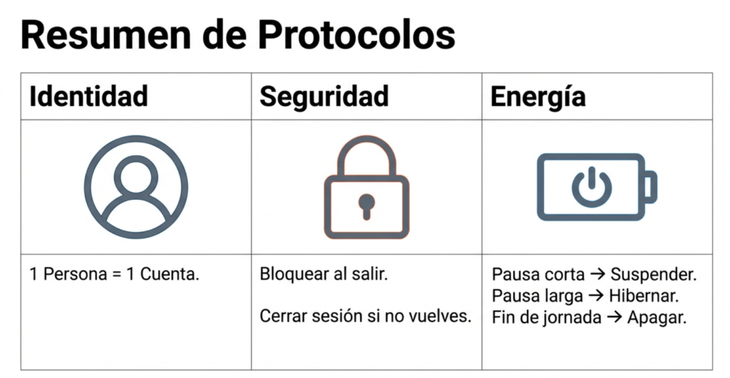 Gestión de sesiones y energía en Windows y Ubuntu